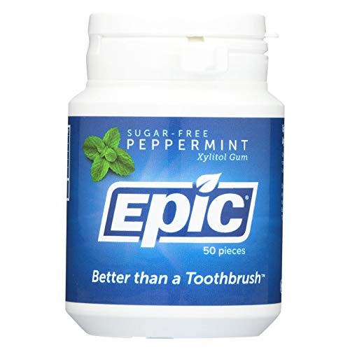 Epic Dental Peppermint Gum - Xylitol Sweetened for Teeth Health - Gluten Free & Wheat Free - Vegan - 50 Count
| Epic De