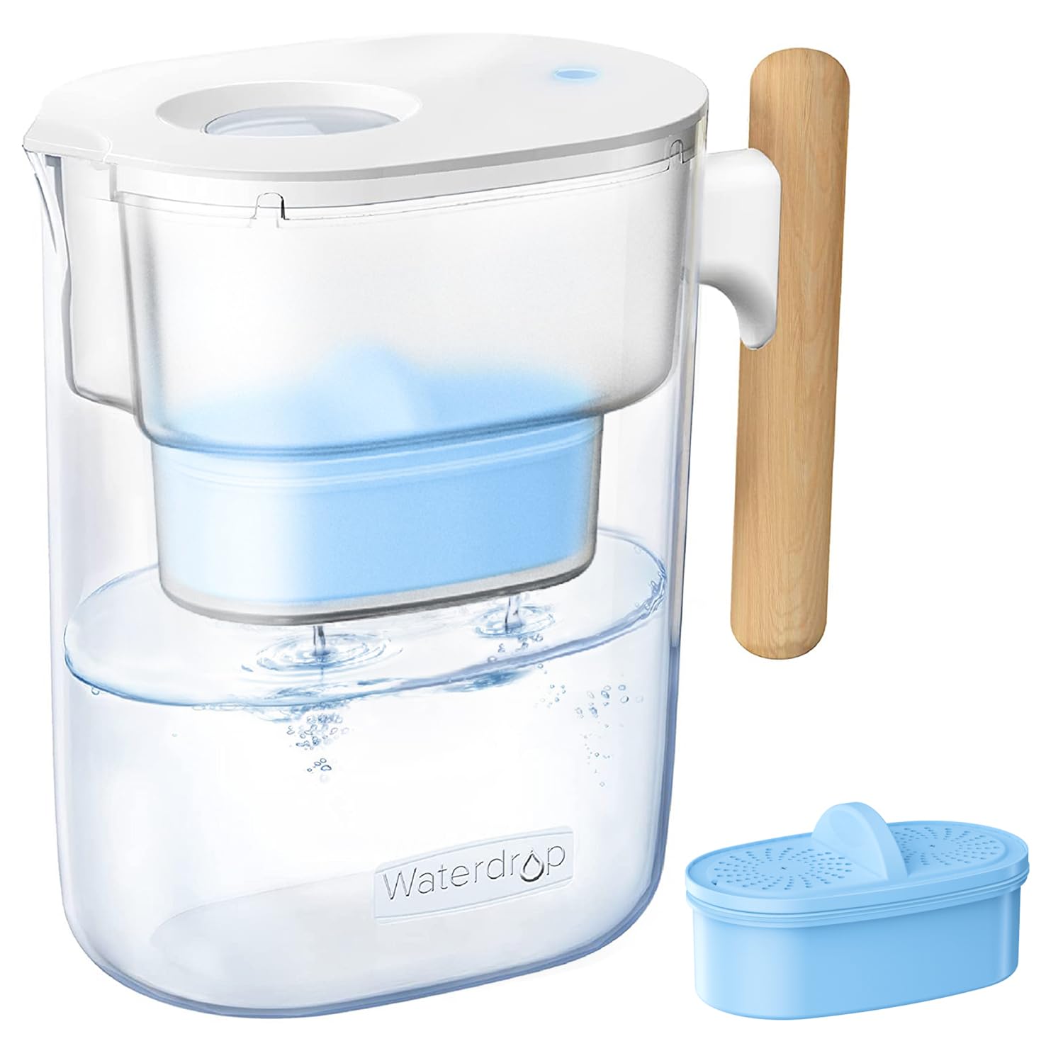 Waterdrop Alkaline Chubby 10-Cup Large Water Filter Pitcher BPA Free Healthy Clean & Toxin-Free Mineralized Alkaline Wat