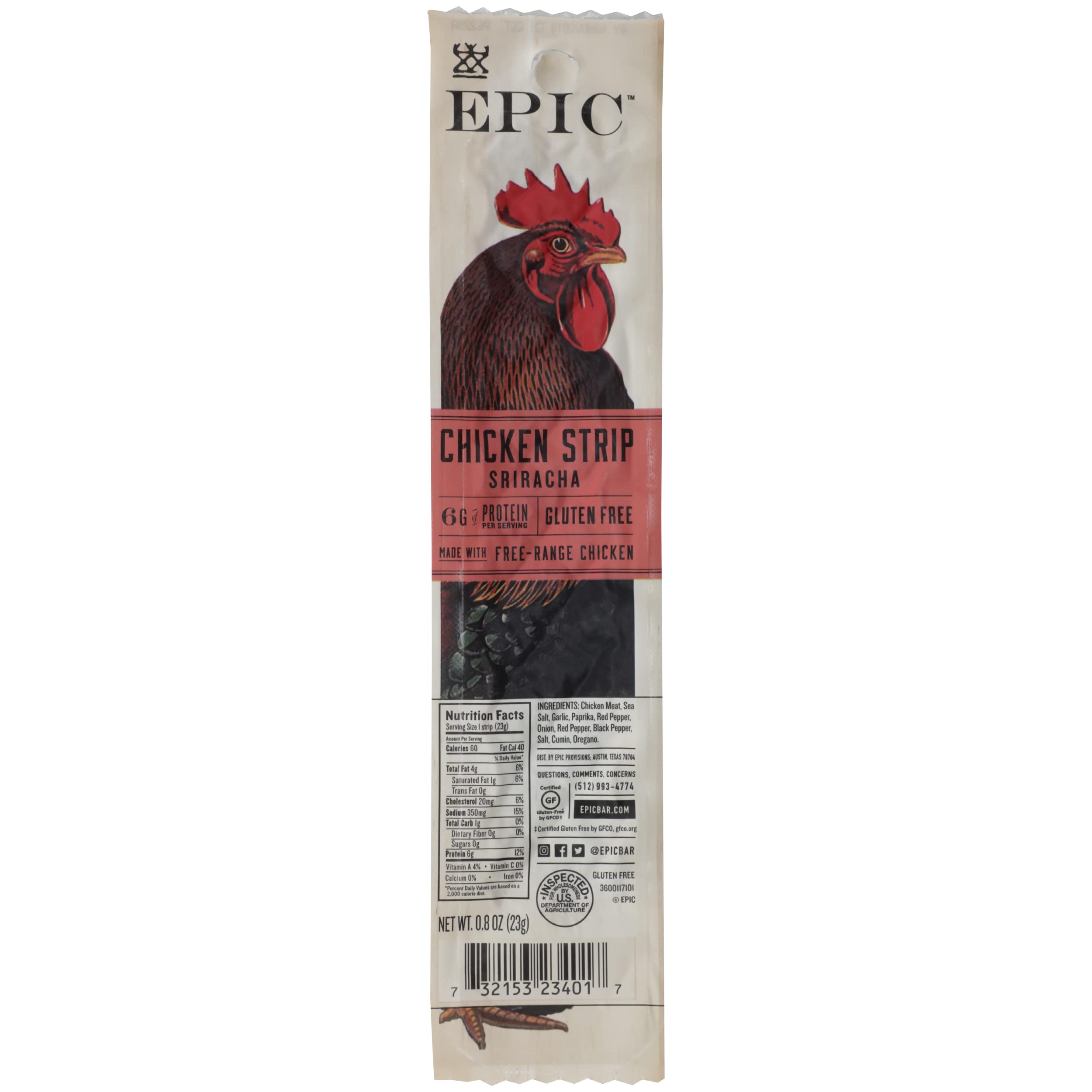 Epic Chicken Sriracha Jerky Gluten Free Snacks for Gluten-Free Dieters at the Gym