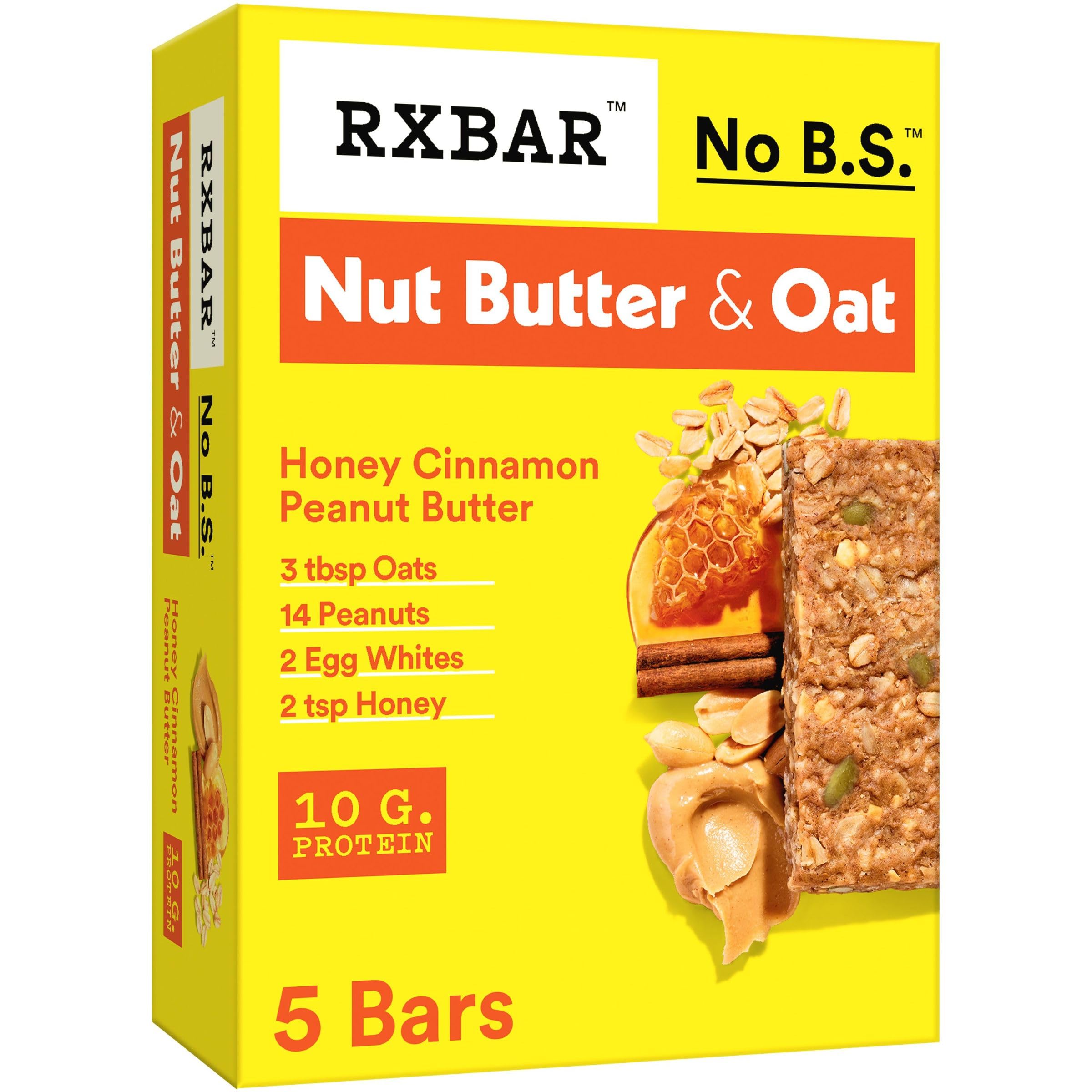 RXBAR Honey Cinnamon Peanut Butter Protein Bars for Snackers, High Protein Snacks, 9.7oz Box (5 Bars)  
RXBAR Honey Cinn