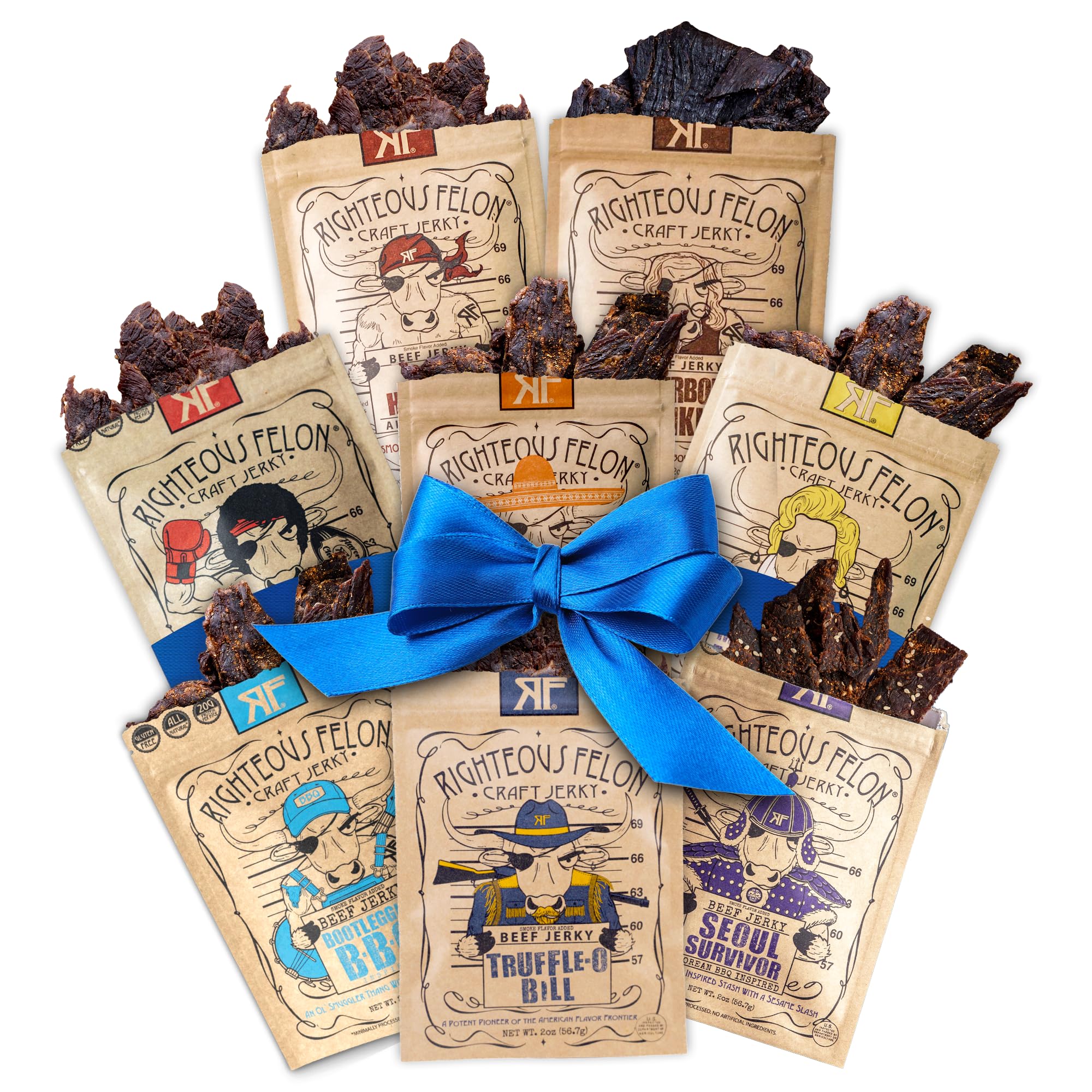RIGHTEOUS FELON Gluten Free Beef Jerky Variety Pack for Adults | High Protein, Keto-Friendly, Low Sugar | Gift for Fathe